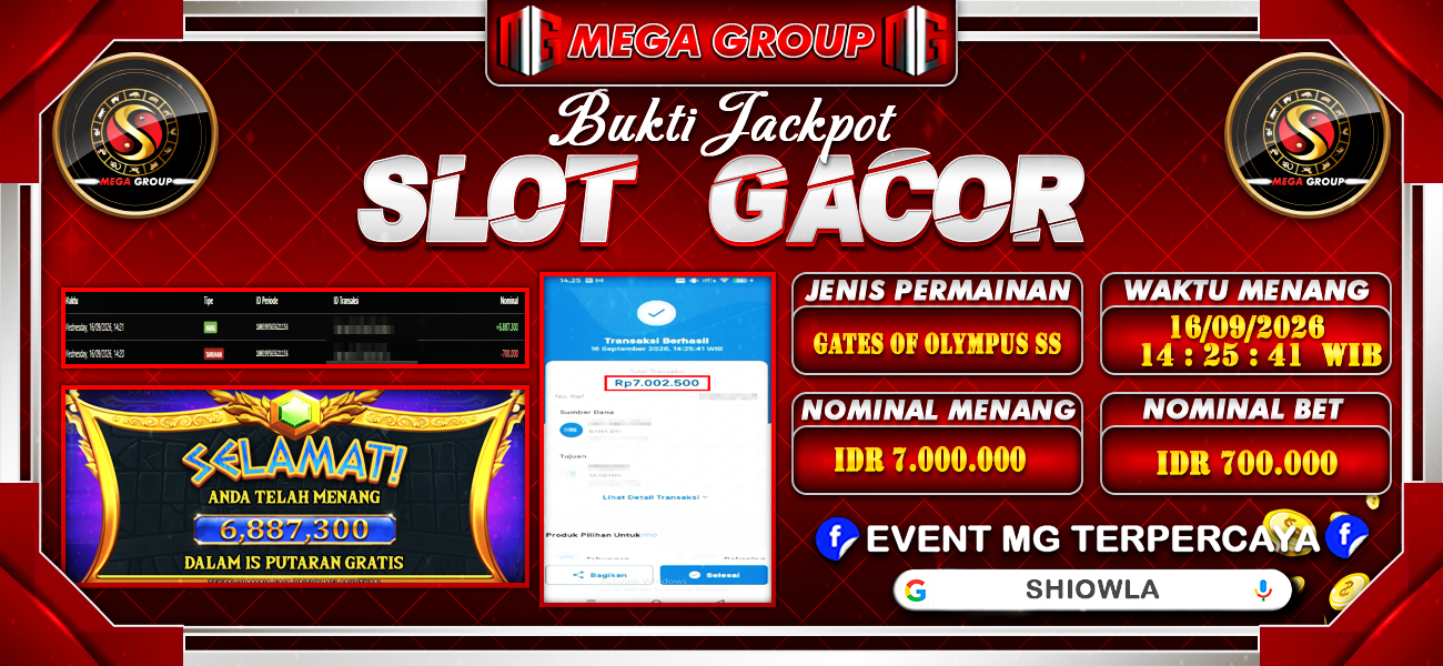 Bukti JP situs Shiowla hari Rabu, 16 September 2026